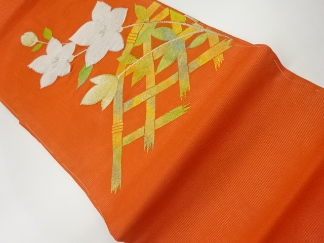 絽桔梗に光悦垣模様織出し名古屋帯